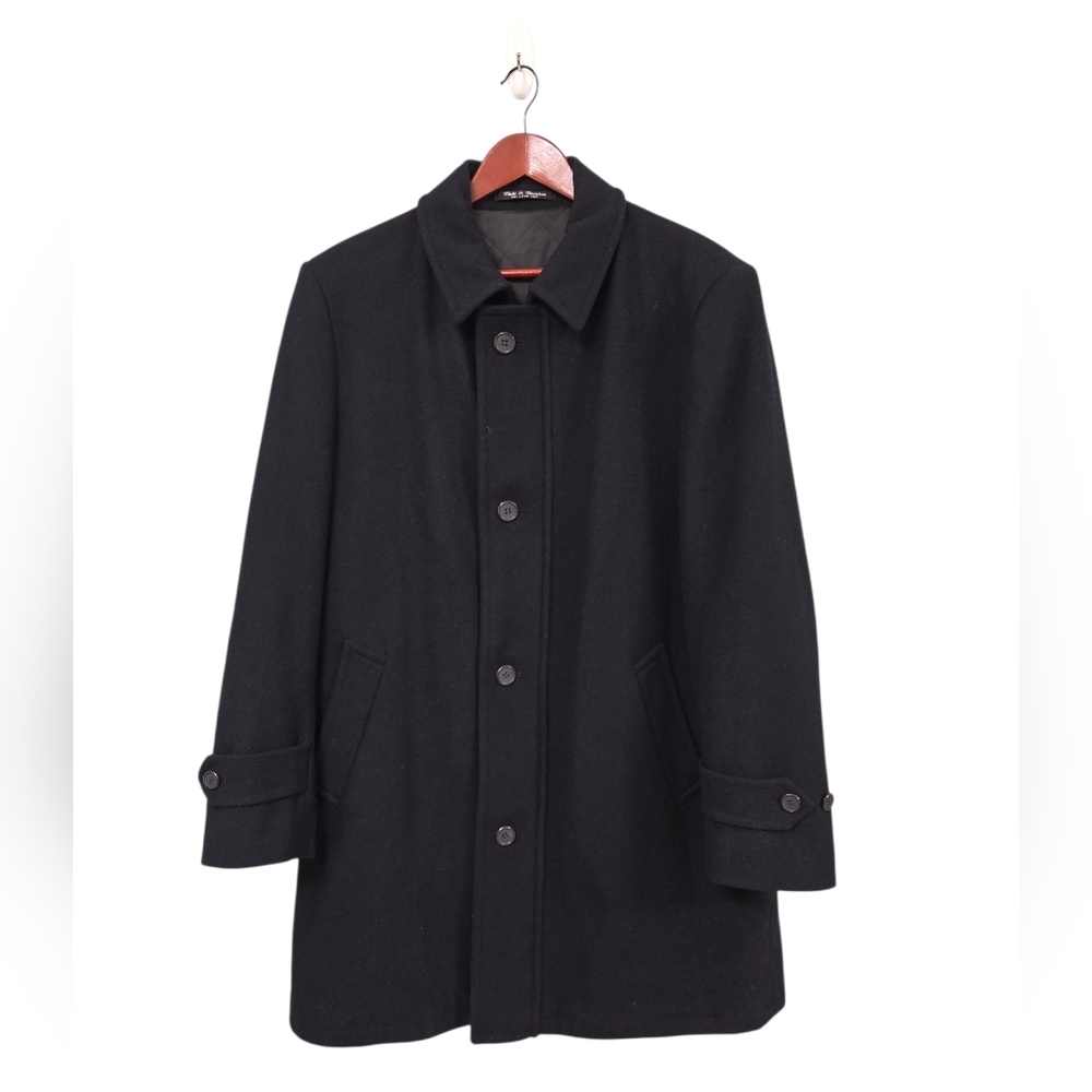 Pierre Cardin Mens Black Wool Overcoat Size 40R Business Casual Designer Luxury